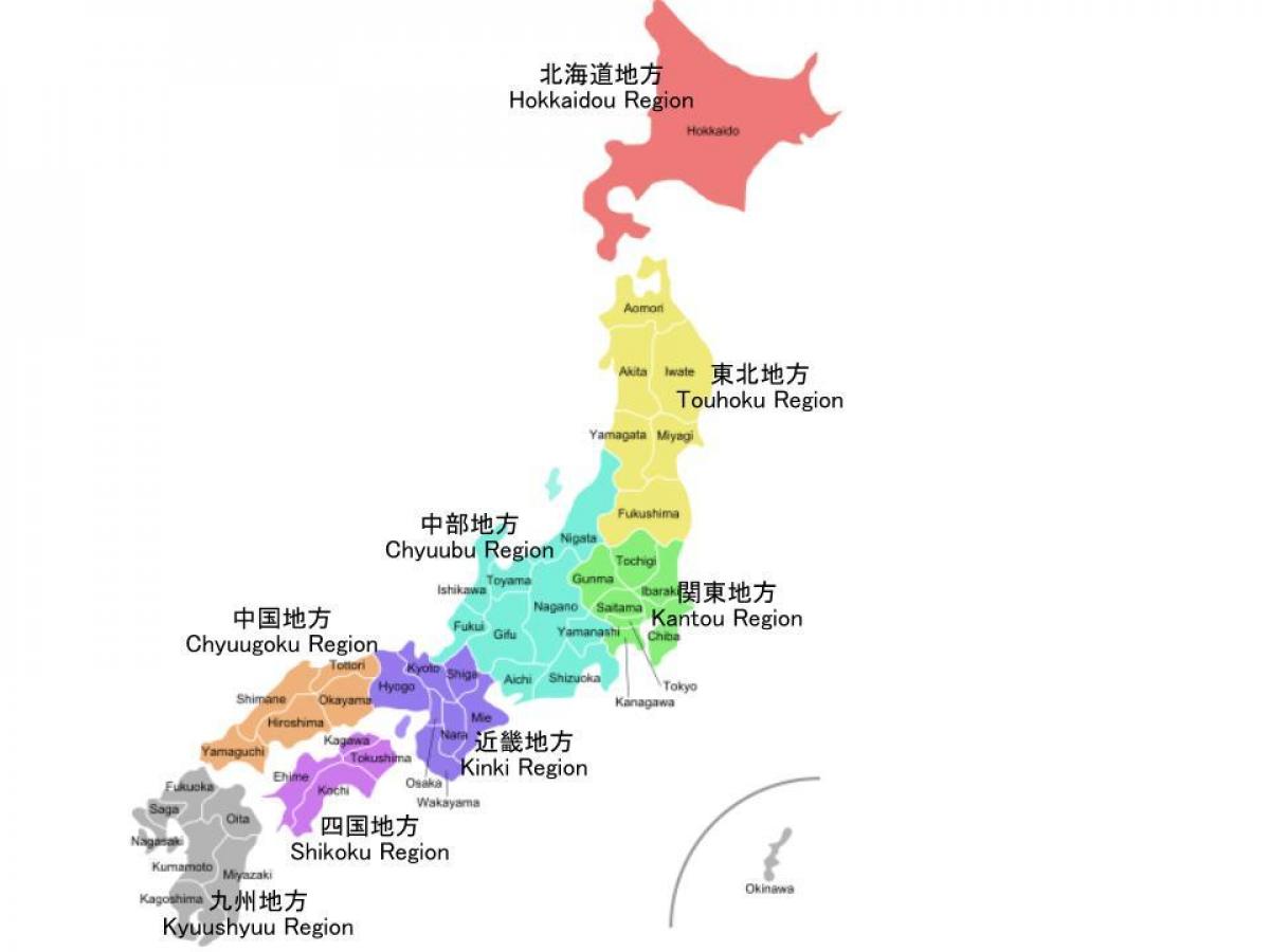 Peta jepang bersama prefektur - Peta jepang prefektur (Asia Timur - Asia)
